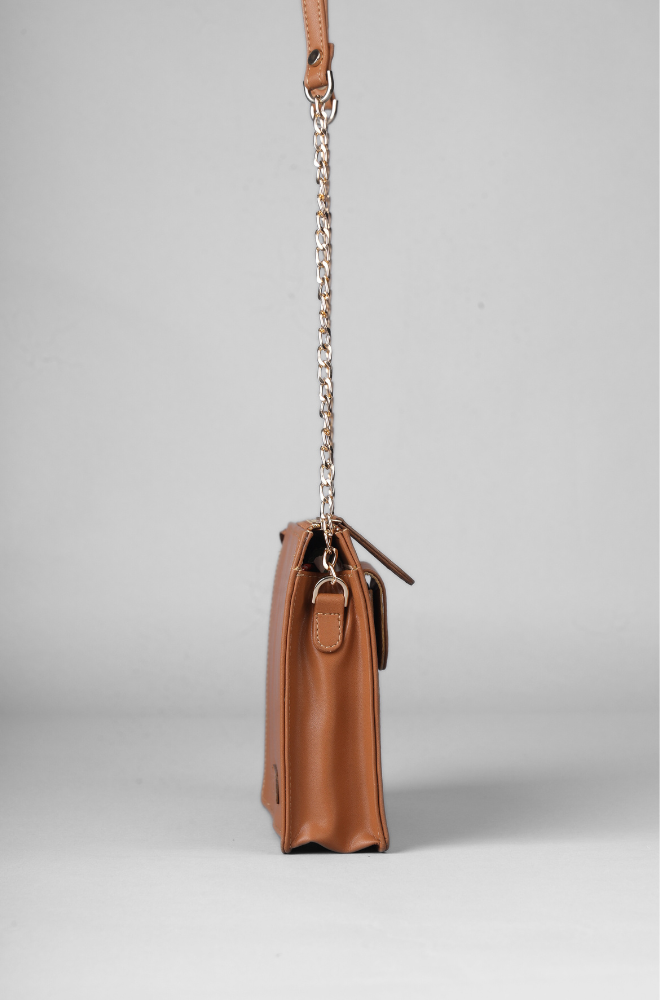 CROCO SLING BAG TAN