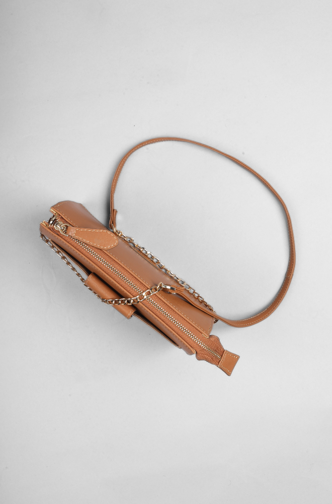 CROCO SLING BAG TAN