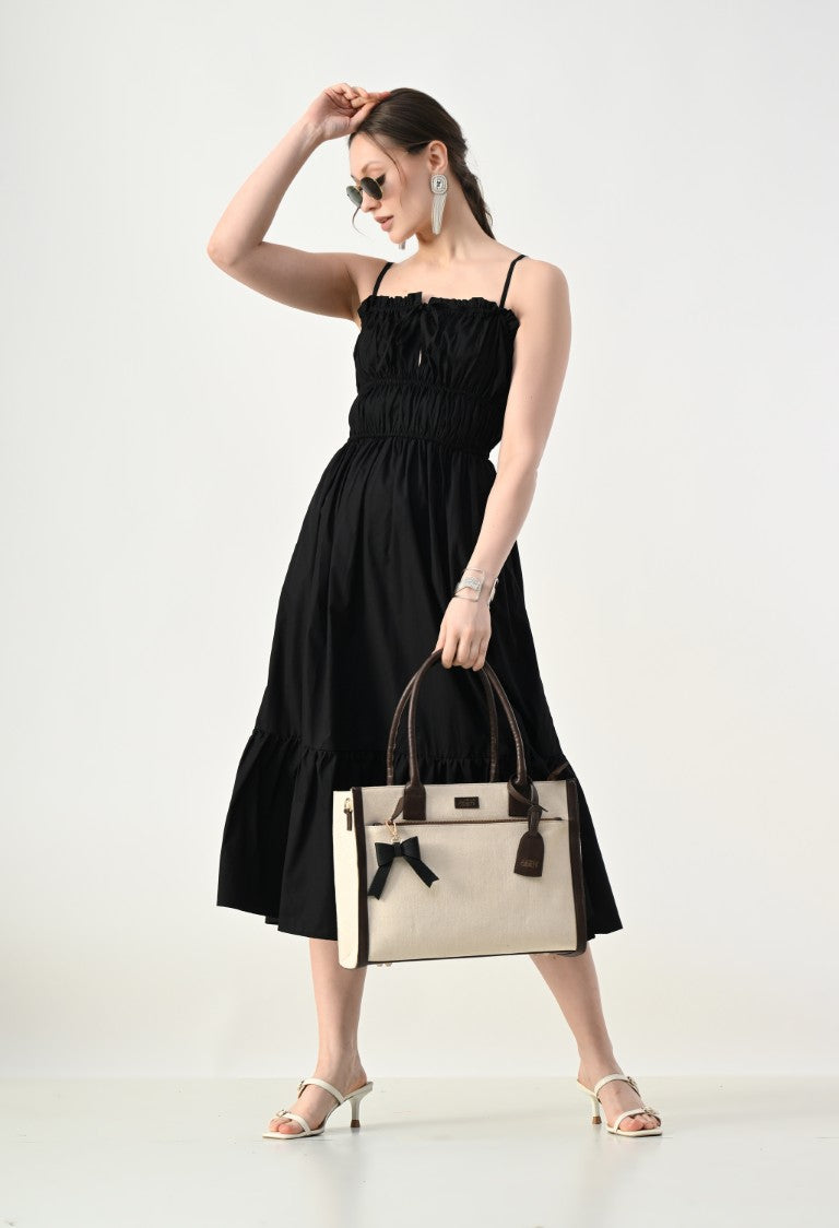 Garden Glow Dress Caramel Mocha Tote Bag Combo