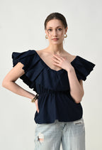 Scarlet Petal Top Navy