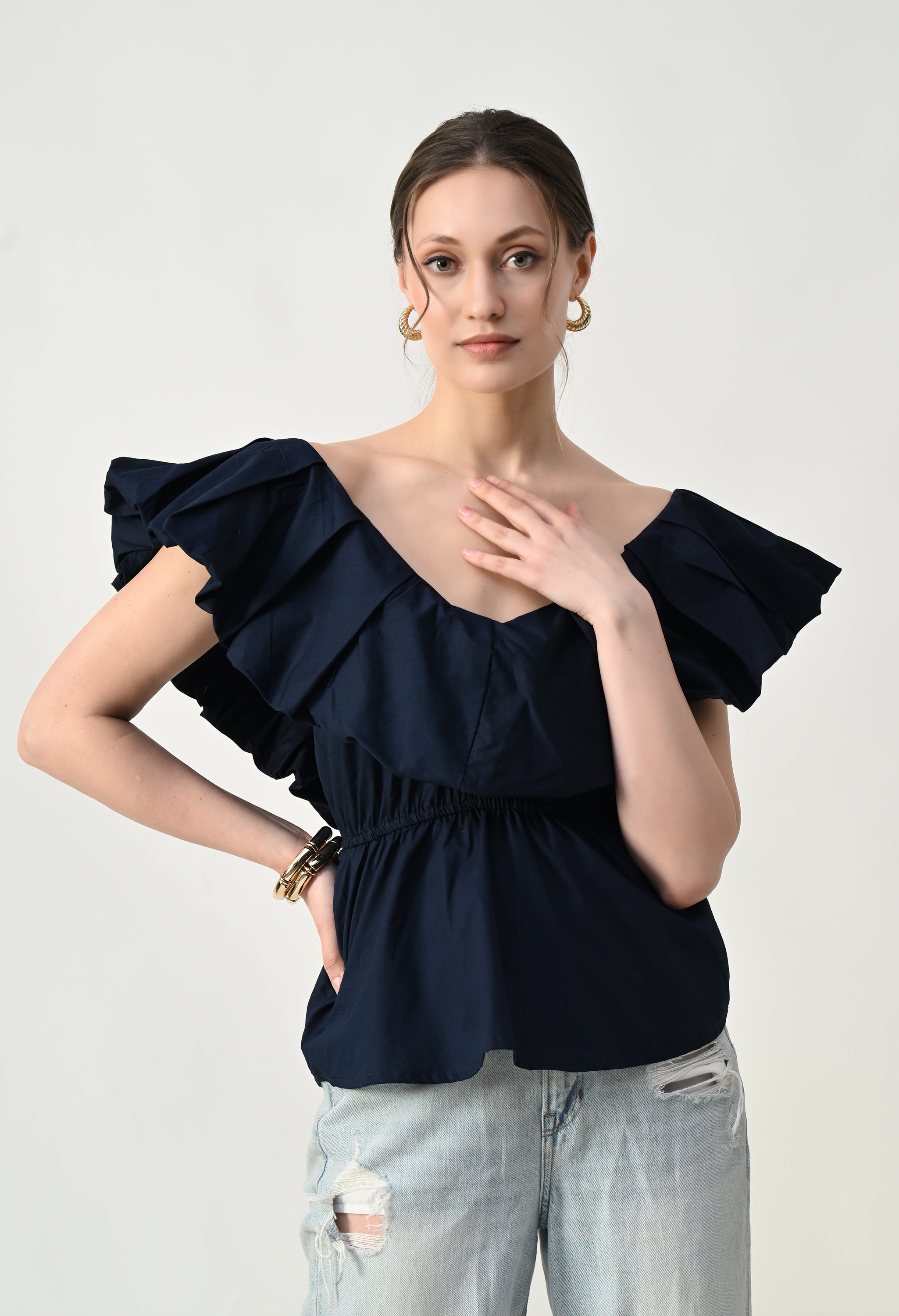 Scarlet Petal Top Navy