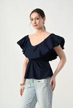 Scarlet Petal Top Navy